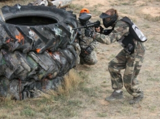  Player next to large wheels 